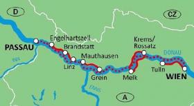 Vélo & bateau - piste cyclable du Danube - carte